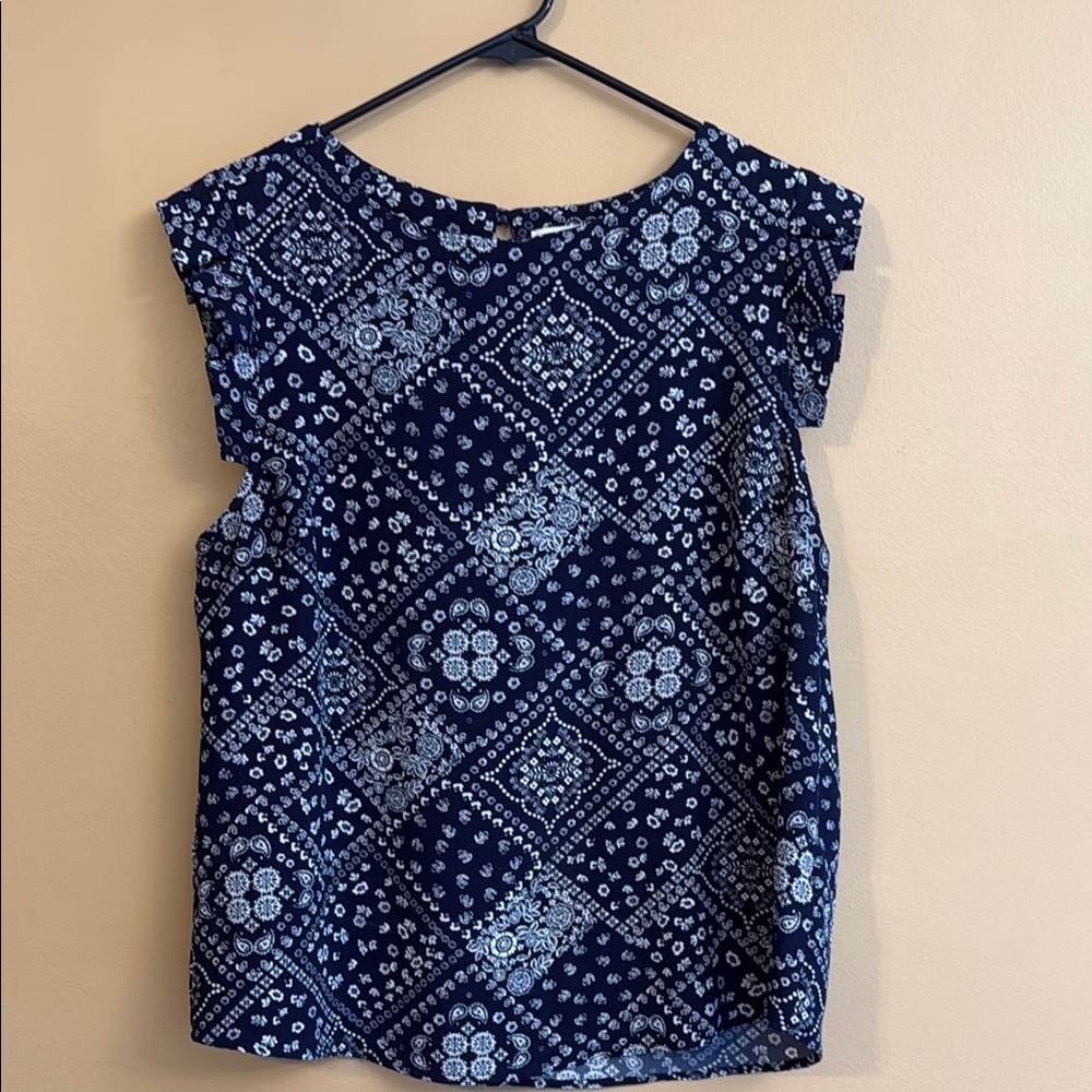Monteau Navy Blue Patterned Women's Top